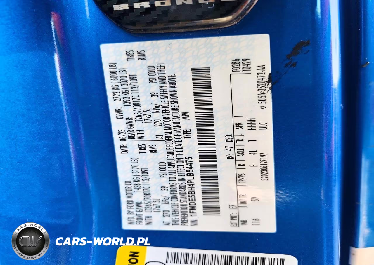 2023 Ford Bronco Base VIN:1FMDE5BH4PLB54475 - 13