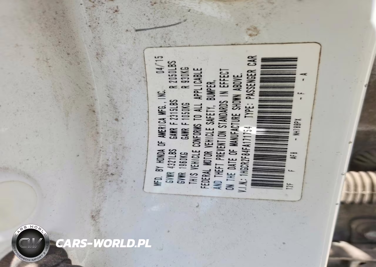 2015 Honda Accord Exl VIN:1HGCR2F84FA171754 - 12