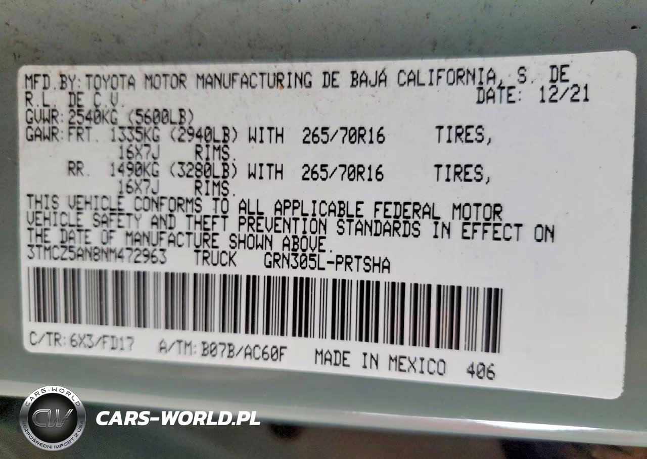 2022 Toyota Tacoma Trd Off Road VIN:3TMCZ5AN8NM472963 - 12