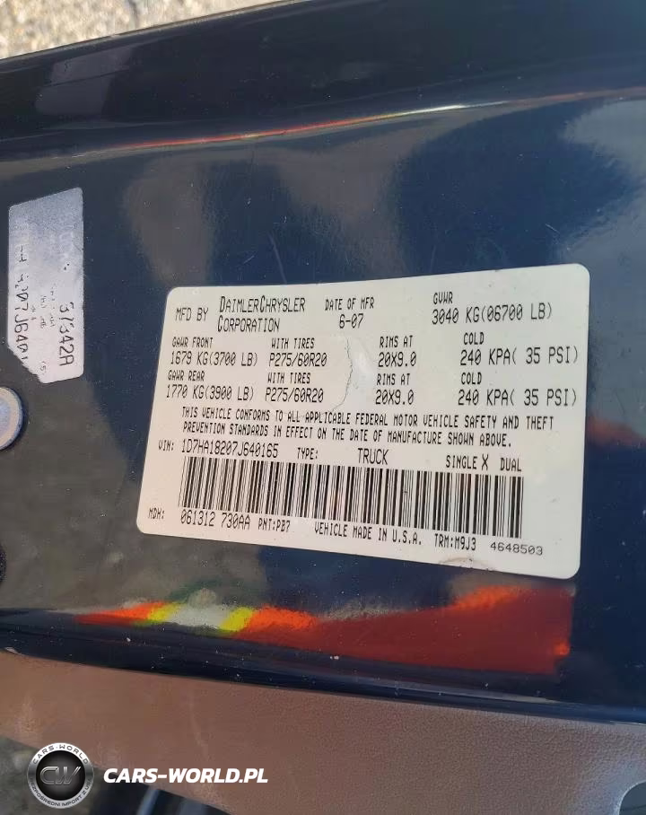 2007 Dodge Ram 1500 St VIN:1D7HA18207J640165 - 13