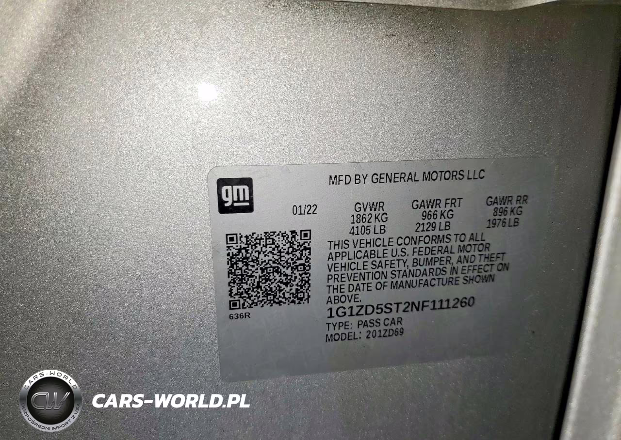 2022 Chevrolet Malibu Lt VIN:1G1ZD5ST2NF111260 - 12