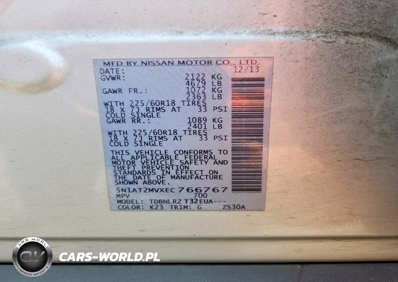 2014 Nissan Rogue Sl VIN:5N1AT2MVXEC766767 - 13