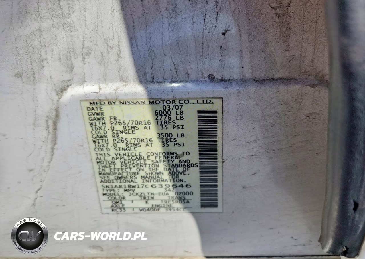 2007 Nissan Pathfinder S VIN:5N1AR18W17C639646 - 13