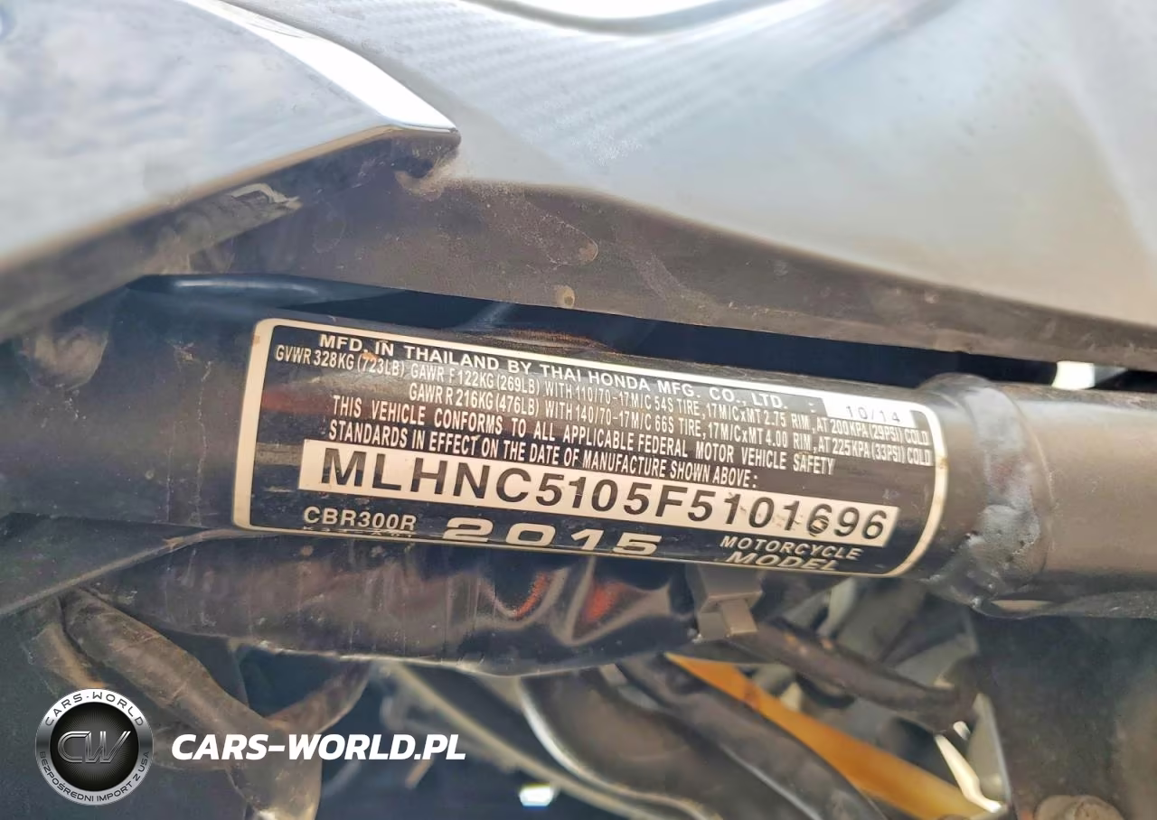 2015 Honda Cbr300 R VIN:MLHNC5105F5101696 - 9
