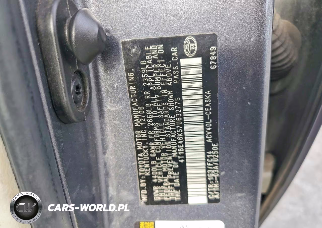 2007 Toyota Camry Se VIN:4T1BE46K57U632775 - 12