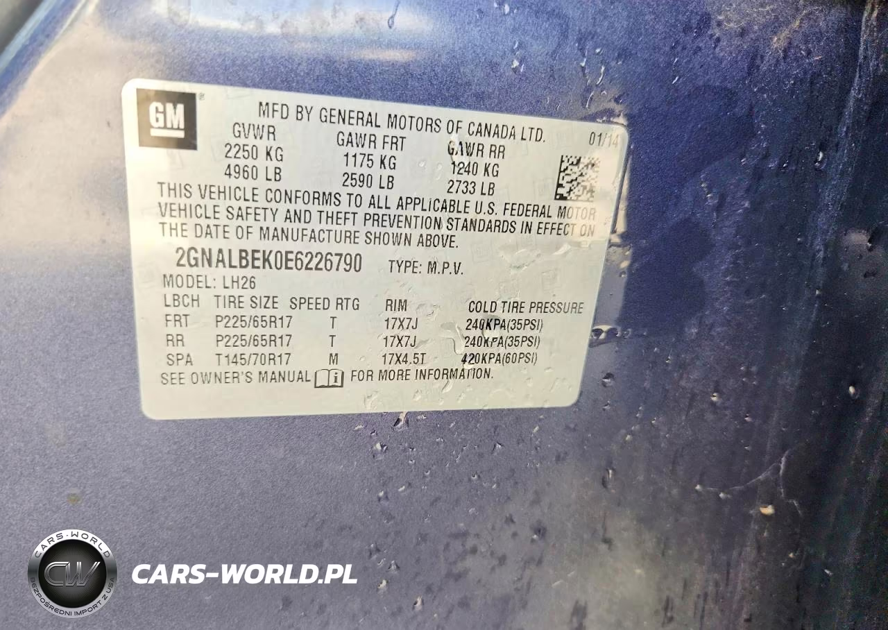 2014 Chevrolet Equinox Lt VIN:2GNALBEK0E6226790 - 13
