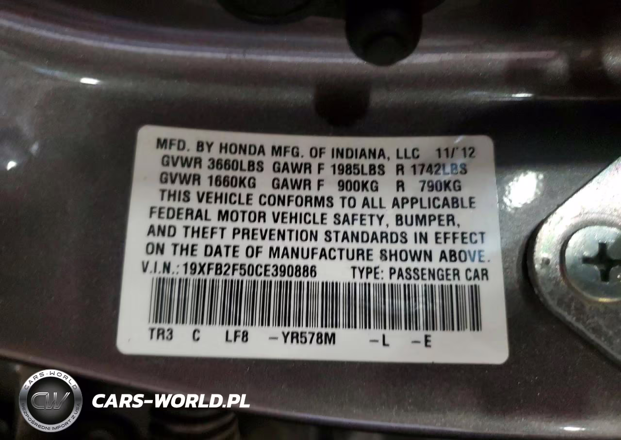 2012 Honda Civic Lx VIN:19XFB2F50CE390886 - 13