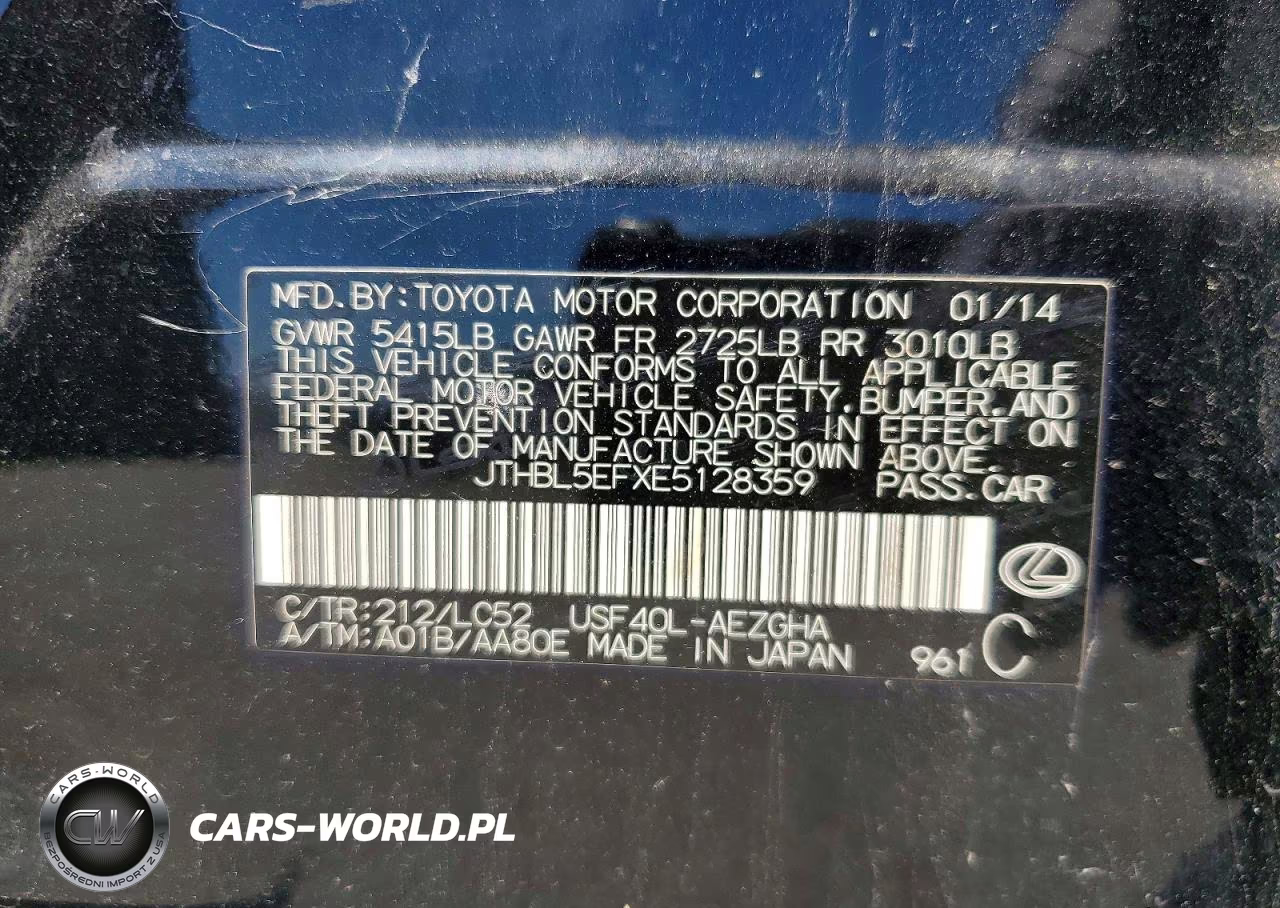 2014 Lexus Ls 460 VIN:JTHBL5EFXE5128359 - 12