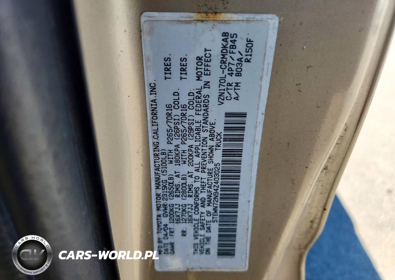 2004 Toyota Tacoma V6 VIN:5TEWN72N94Z403025 - 12