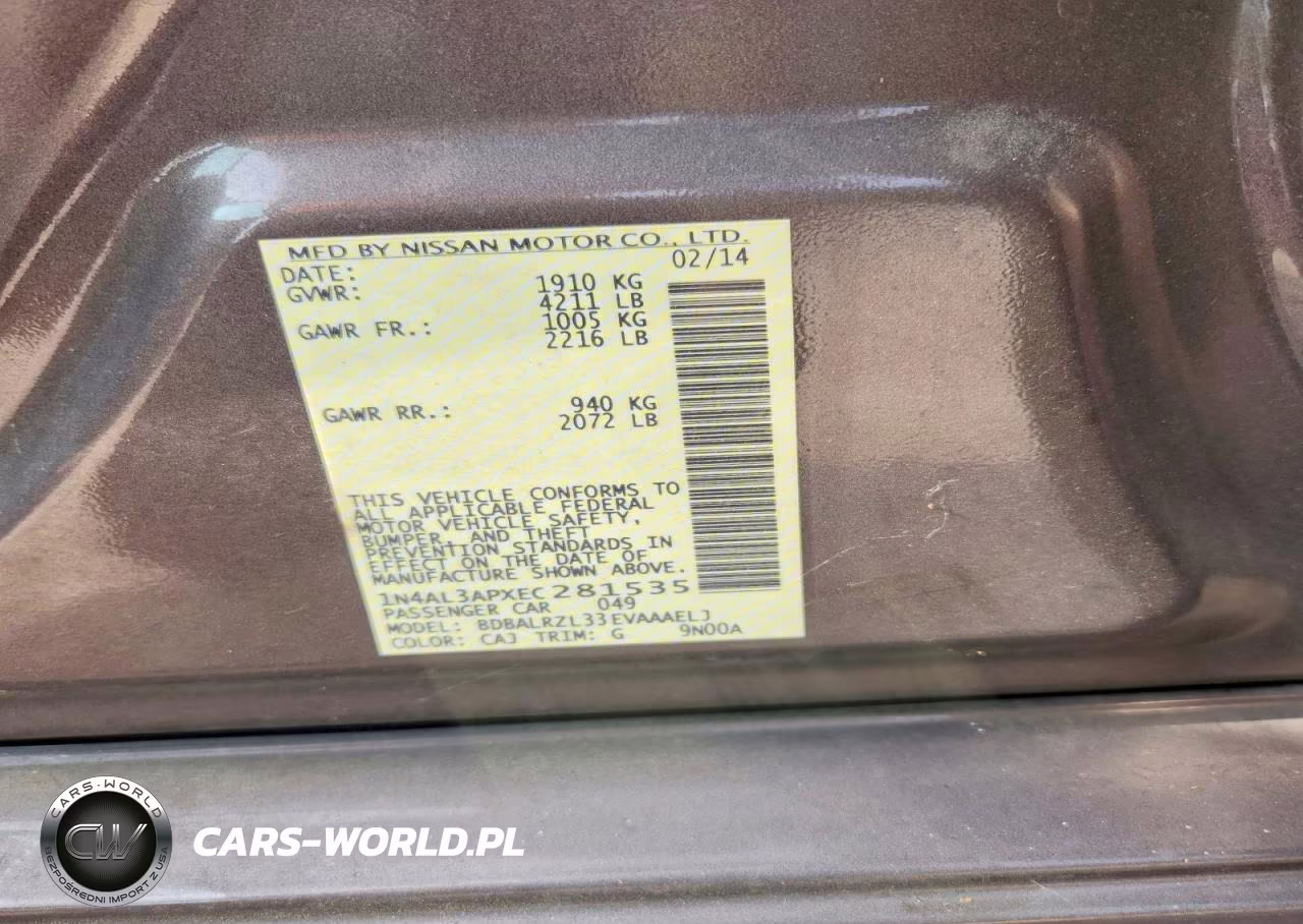 2014 Nissan Altima 2.5 S VIN:1N4AL3APXEC281535 - 12
