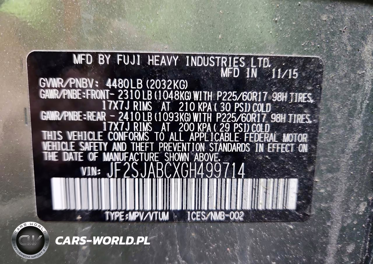2016 Subaru Forester 2.5I VIN:JF2SJABCXGH499714 - 13