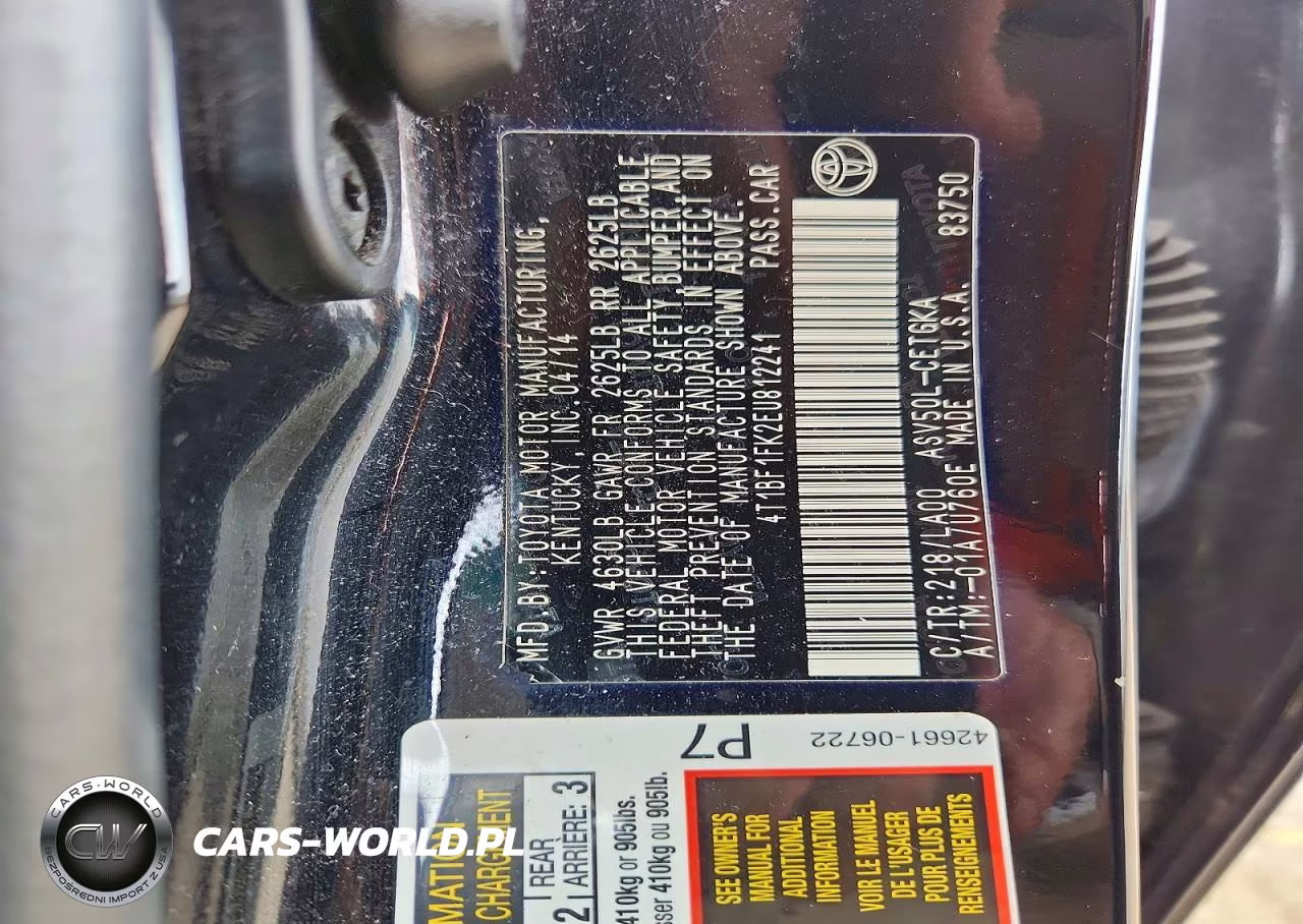 2014 Toyota Camry Xle VIN:4T1BF1FK2EU812241 - 12