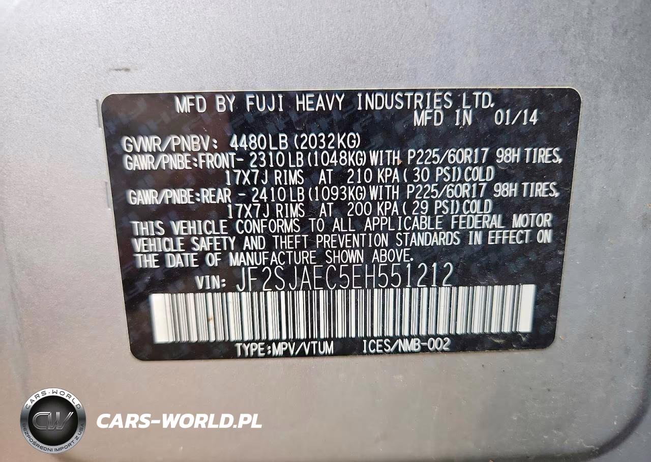 2014 Subaru Forester 2.5I Premium VIN:JF2SJAEC5EH551212 - 13