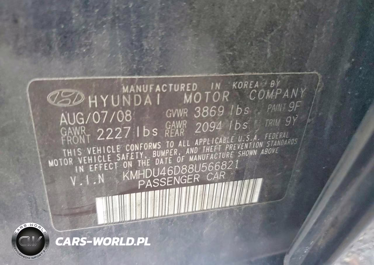 2008 Hyundai Elantra Gls VIN:KMHDU46D88U566821 - 12