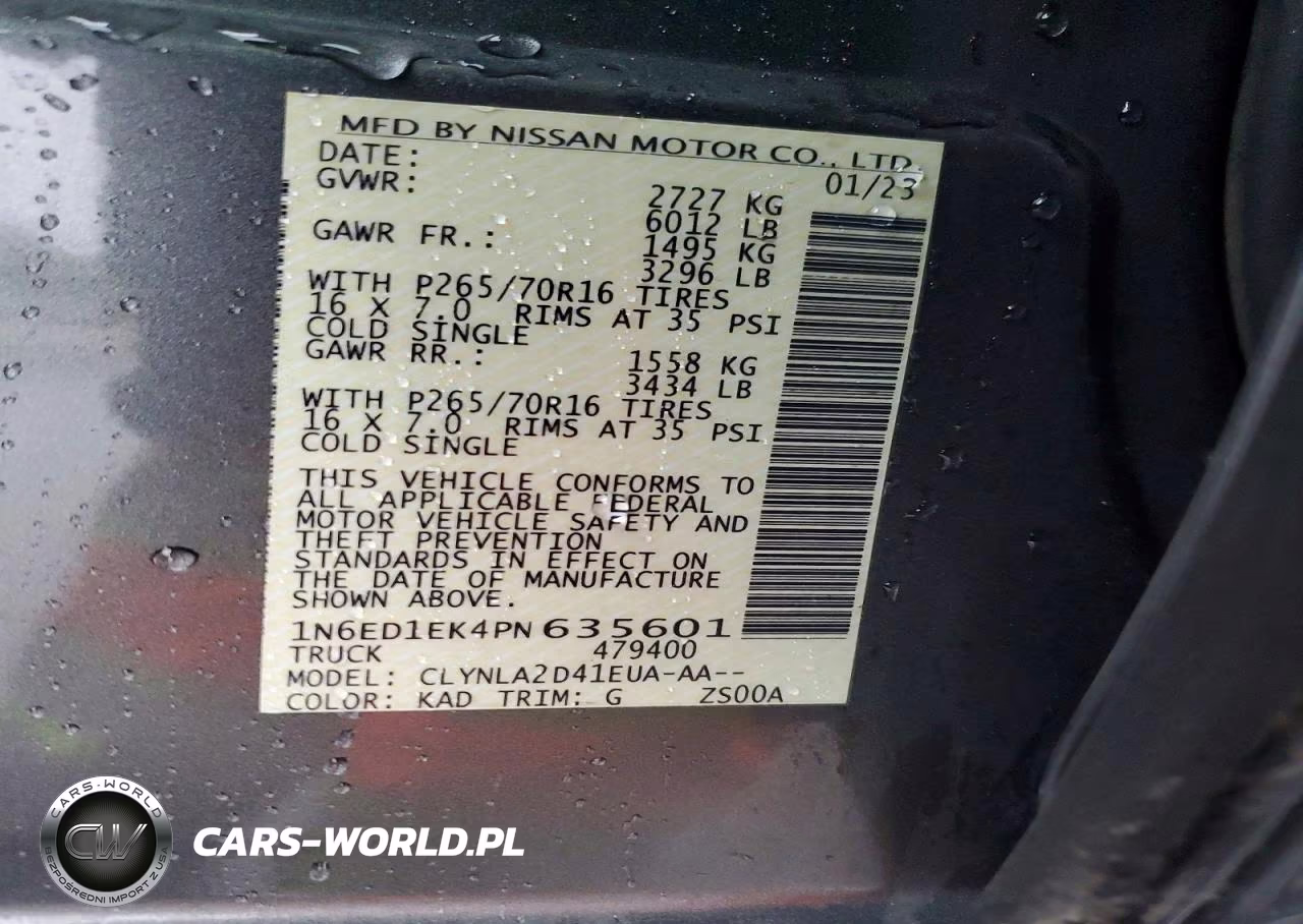 2023 Nissan Frontier S VIN:1N6ED1EK4PN635601 - 12