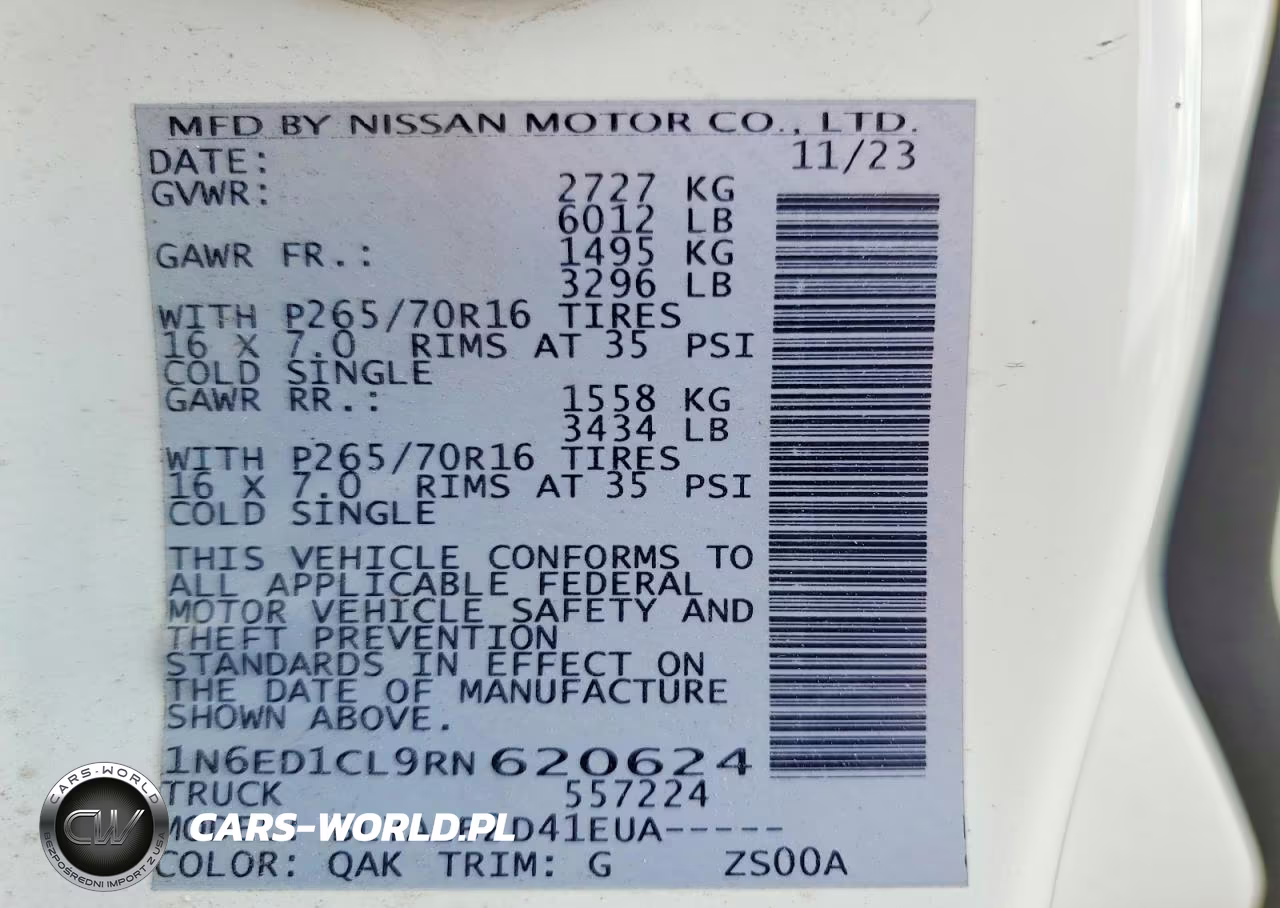 2024 Nissan Frontier Sv VIN:1N6ED1CL9RN620624 - 14