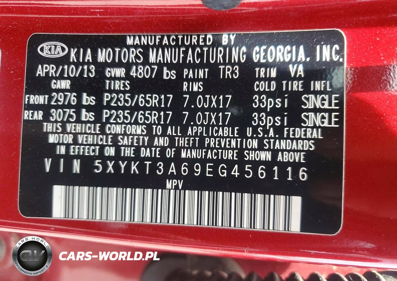 2014 Kia Sorento Lx VIN:5XYKT3A69EG456116 - 13