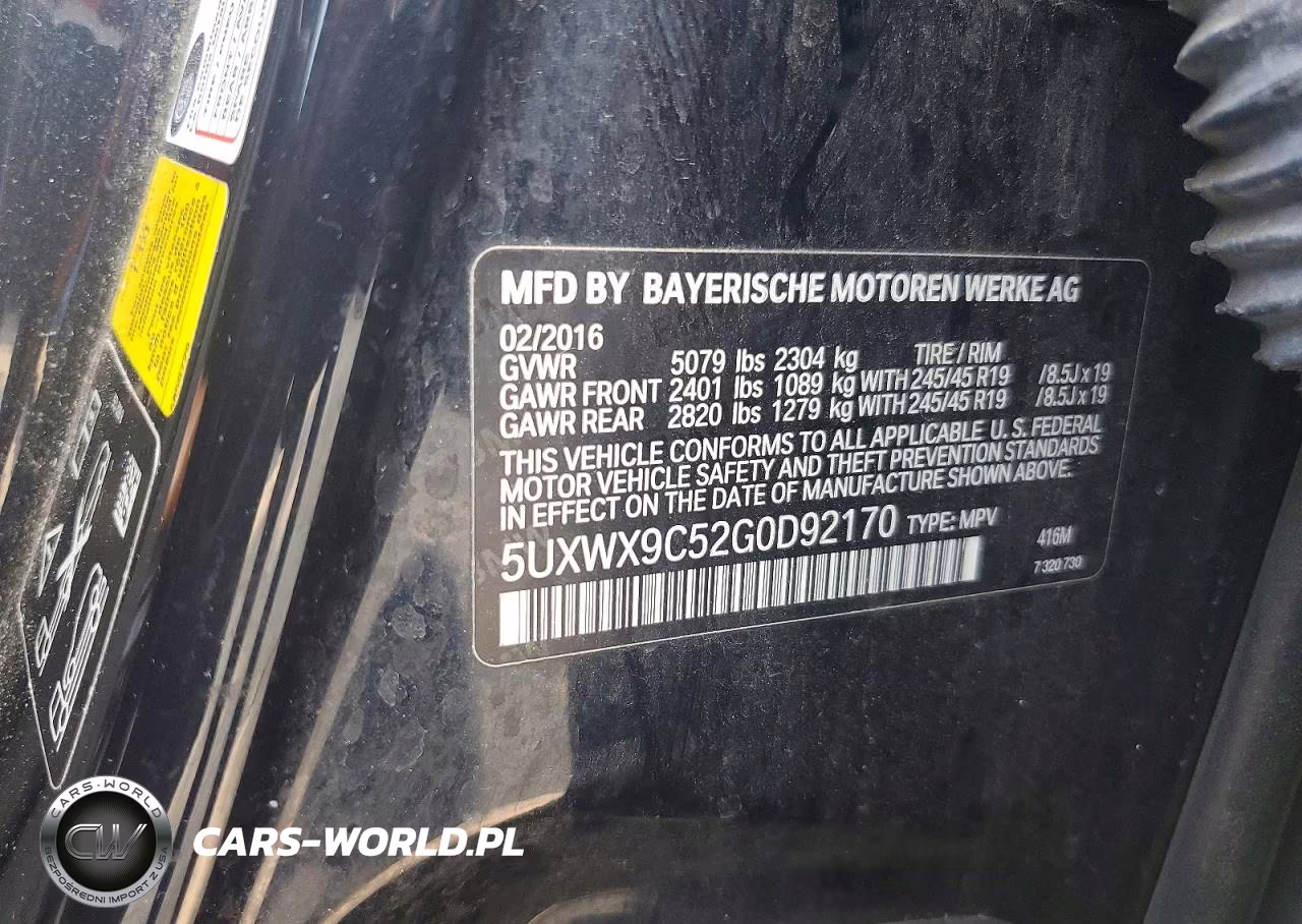 2016 BMW X3 xDrive28I VIN:5UXWX9C52G0D92170 - 12
