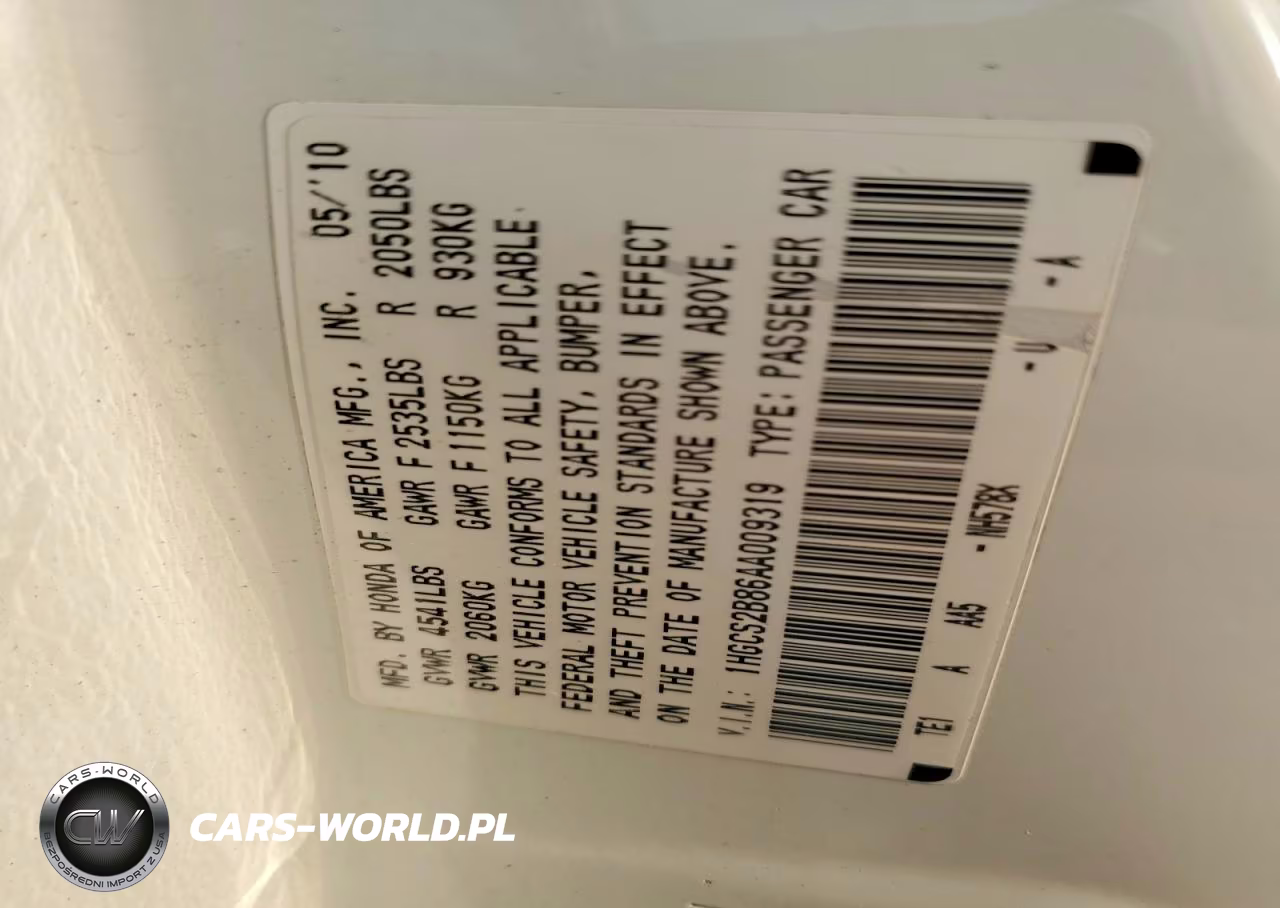 2010 Honda Accord Exl VIN:1HGCS2B86AA009319 - 12