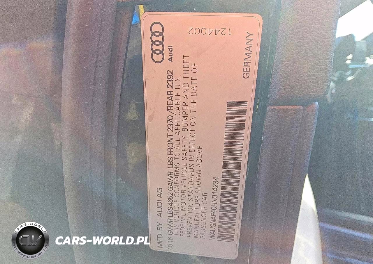 2017 Audi A4 Premium VIN:WAUGNAF40HN014234 - 12