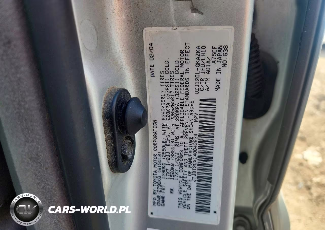 2004 Lexus Gx 470 VIN:JTJBT20X140043824 - 12