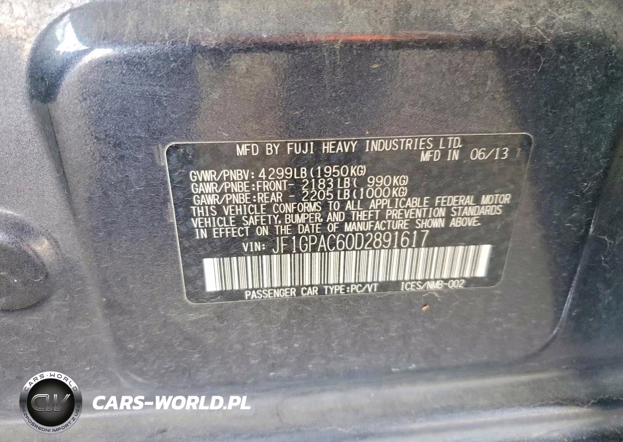2013 Subaru Impreza Premium VIN:JF1GPAC60D2891617 - 12