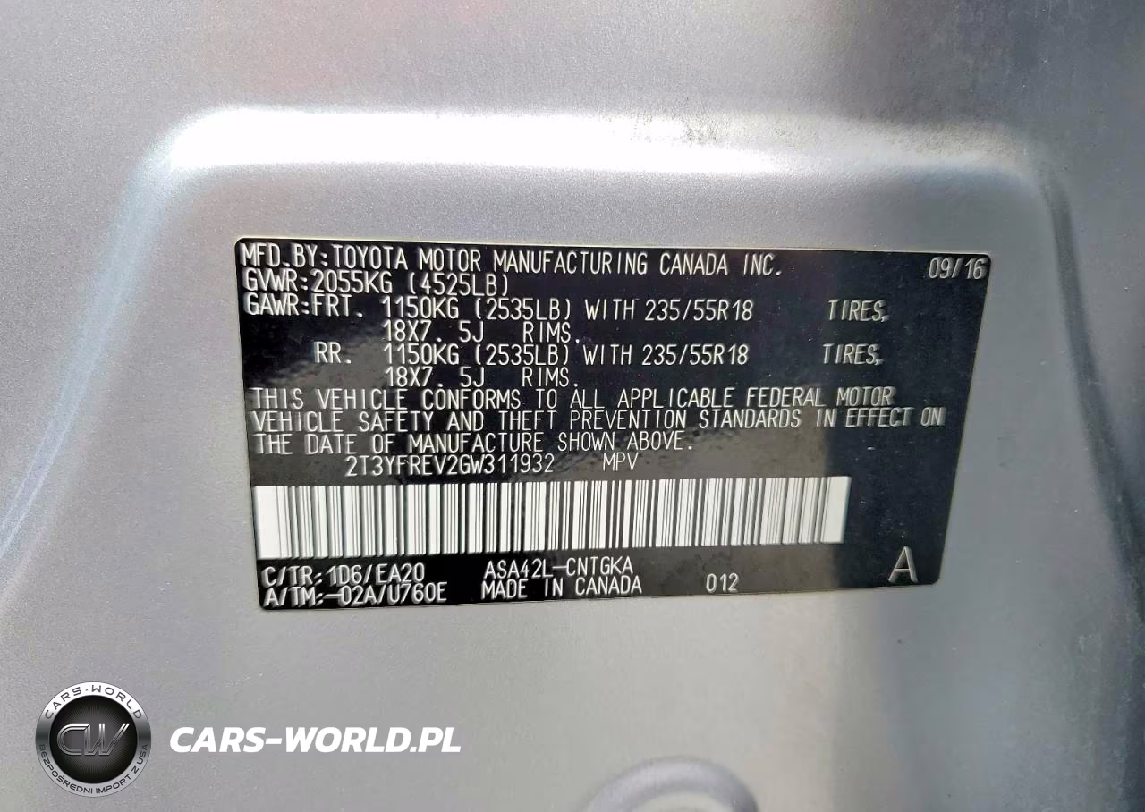 2016 Toyota Rav4 Limited VIN:2T3YFREV2GW311932 - 12