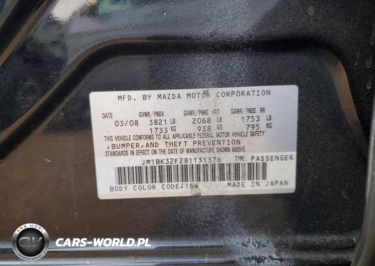 2008 Mazda 3 I VIN:JM1BK32F281131376 - 12