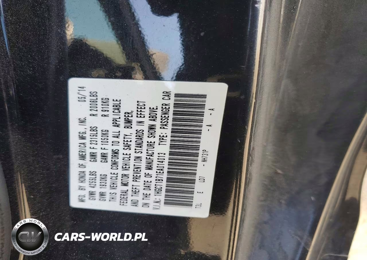 2014 Honda Accord Ex VIN:1HGCT1B71EA014013 - 13