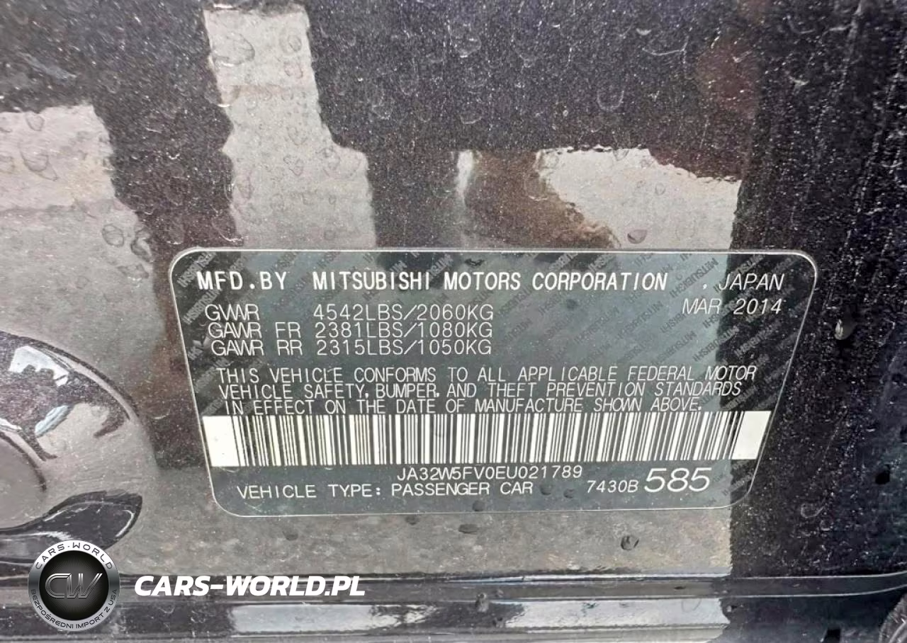 2014 Mitsubishi Lancer Evolution Mr VIN:JA32W5FV0EU021789 - 10