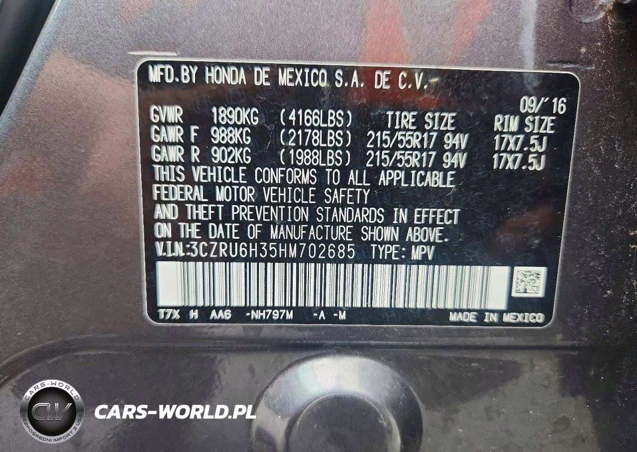 2017 Honda Hr-V Lx VIN:3CZRU6H35HM702685 - 13
