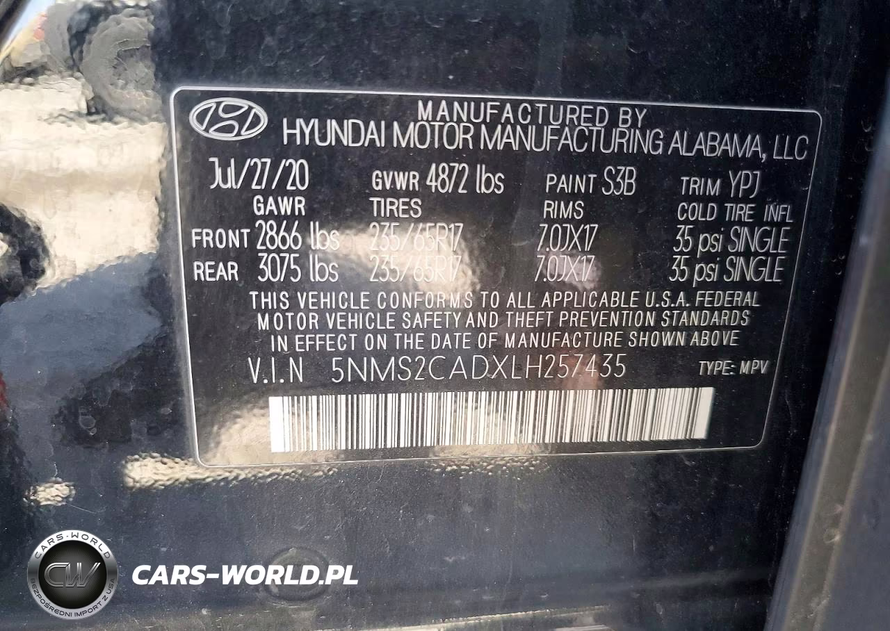 2020 Hyundai Santa Fe Se VIN:5NMS2CADXLH257435 - 13