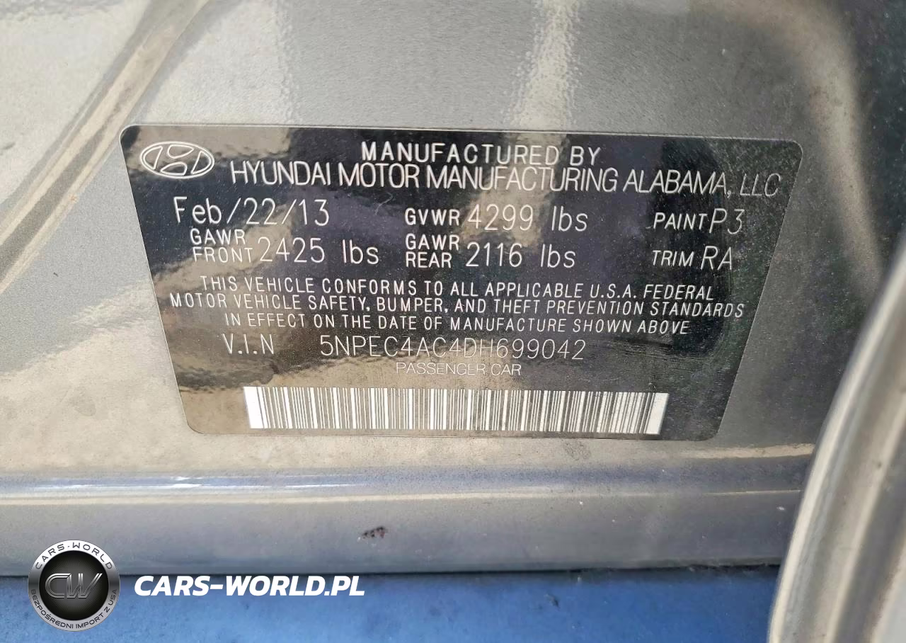 2013 Hyundai Sonata Limited VIN:5NPEC4AC4DH699042 - 13