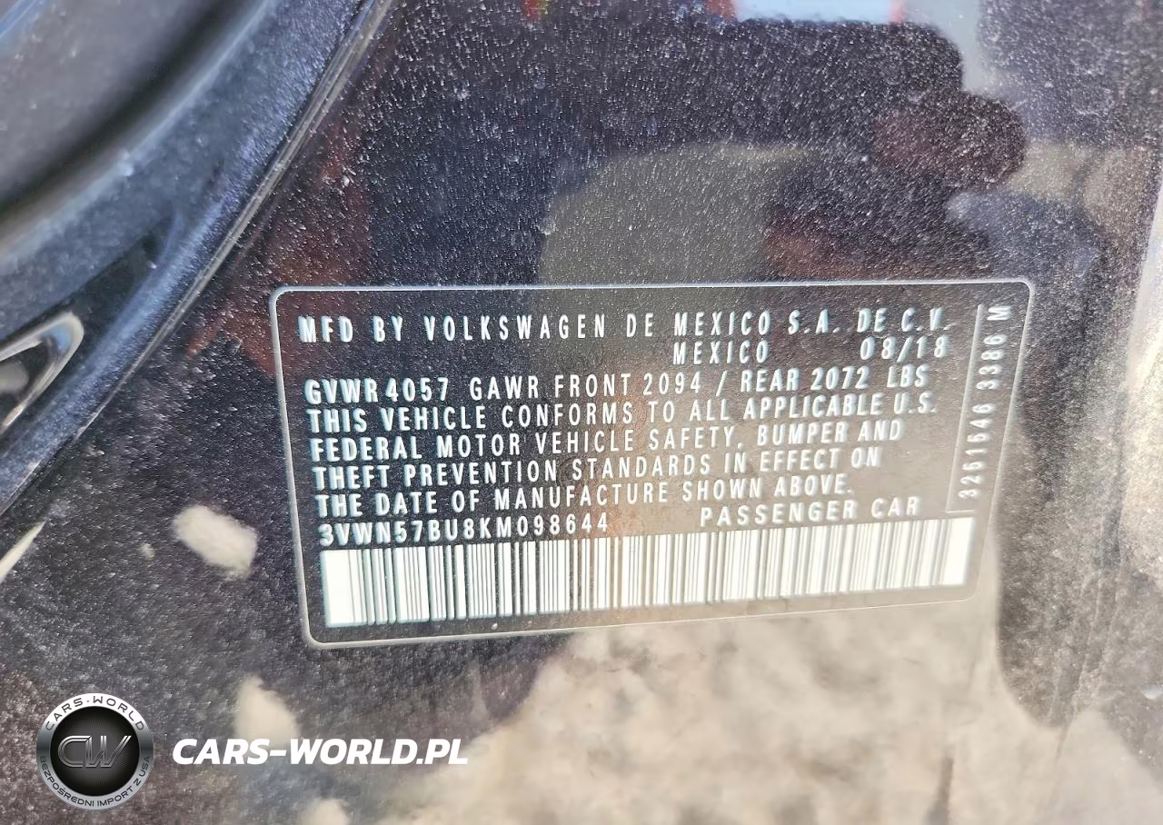 2019 Volkswagen Jetta S VIN:3VWN57BU8KM098644 - 12