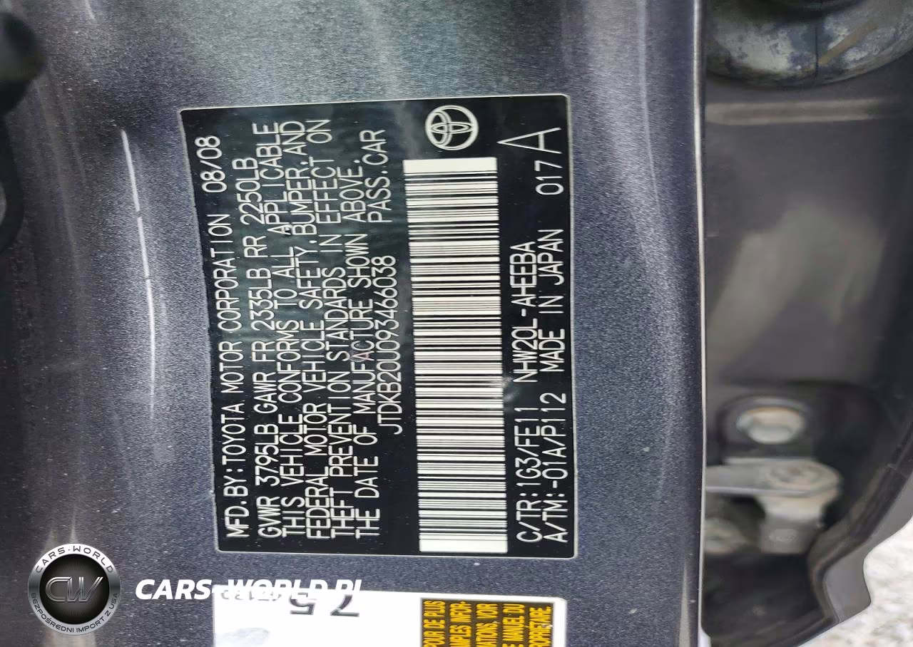 2009 Toyota Prius Base VIN:JTDKB20U093466038 - 12