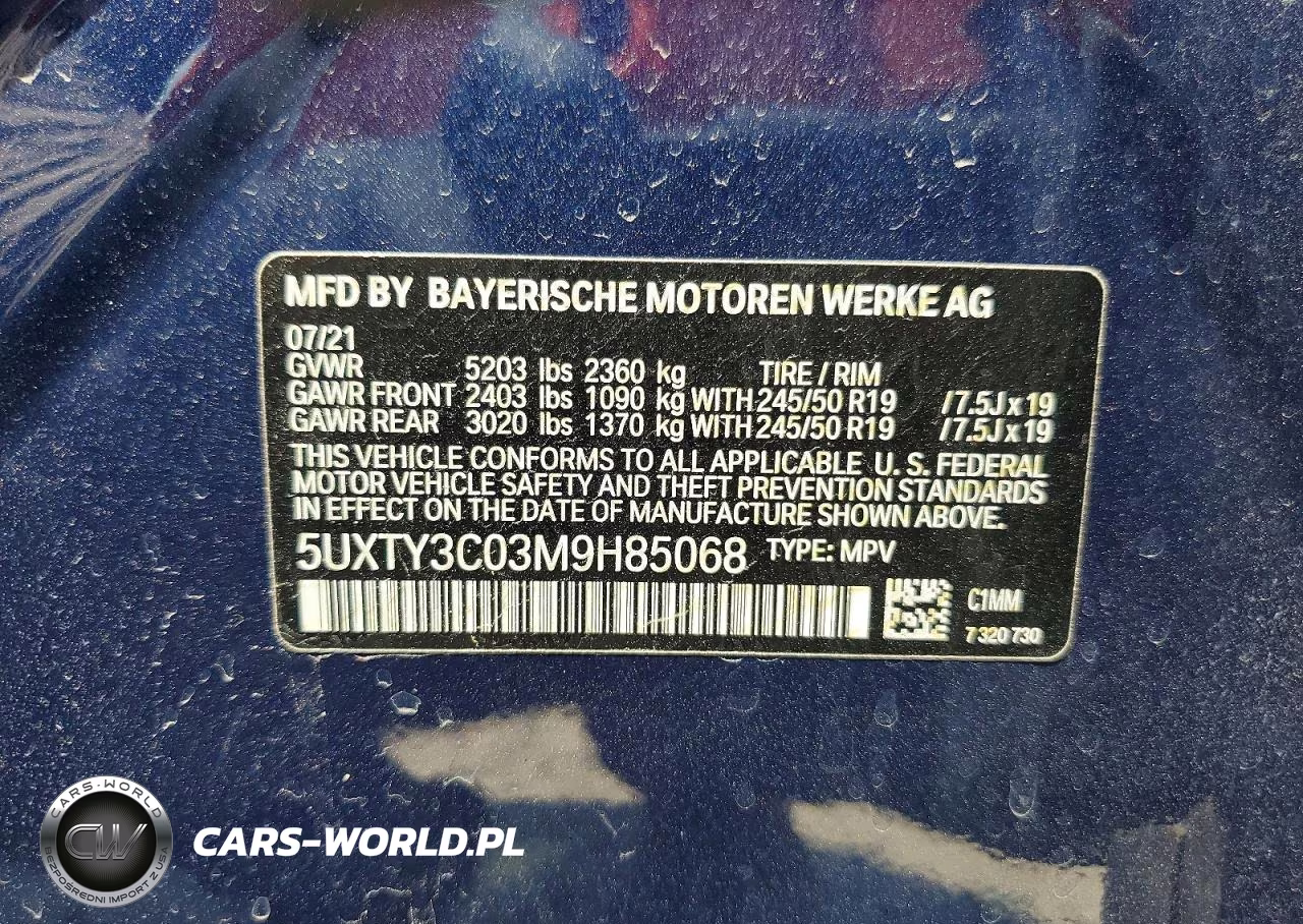2021 BMW X3 Sdrive30I VIN:5UXTY3C03M9H85068 - 13
