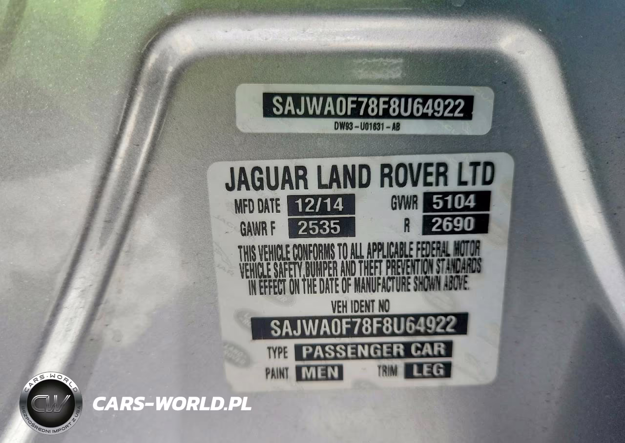 2015 Jaguar Xf 3.0 Sport VIN:SAJWA0F78F8U64922 - 12