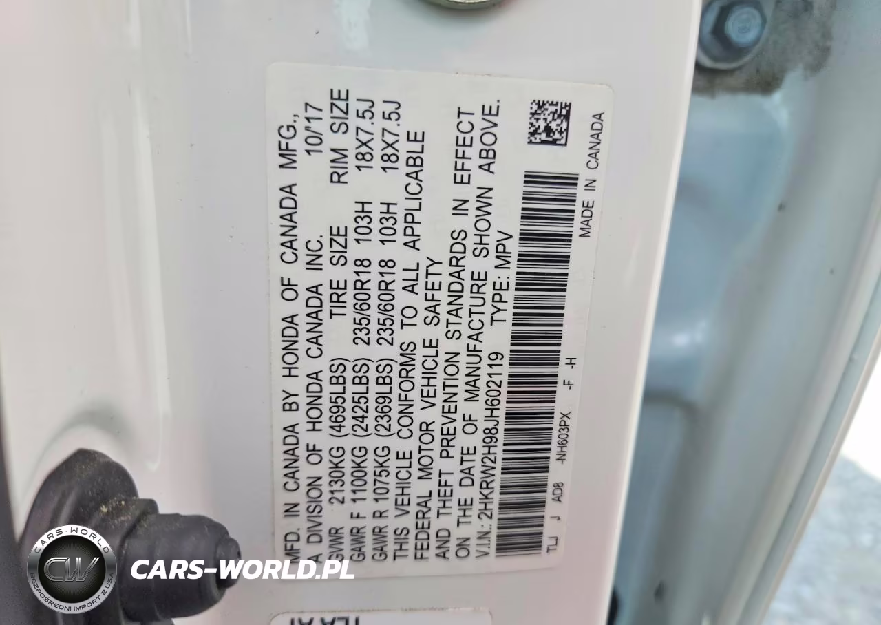 2018 Honda Cr-V Touring VIN:2HKRW2H98JH602119 - 13