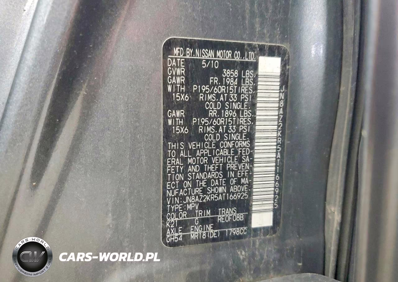 2010 Nissan Cube 1.8 VIN:JN8AZ2KR5AT166925 - 13