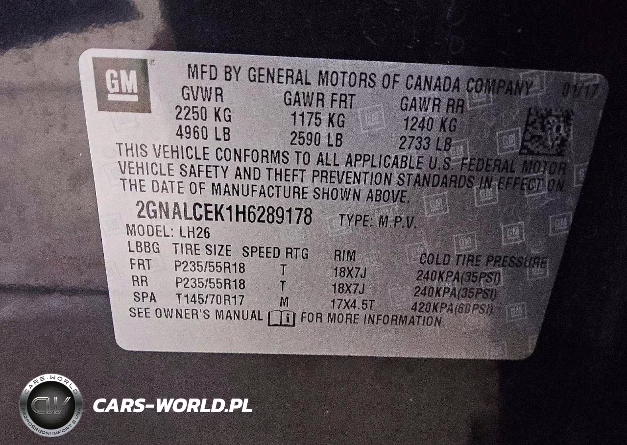2017 Chevrolet Equinox Lt VIN:2GNALCEK1H6289178 - 12