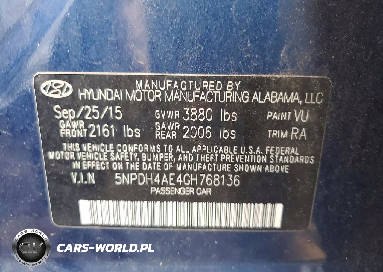 2016 Hyundai Elantra Se VIN:5NPDH4AE4GH768136 - 12
