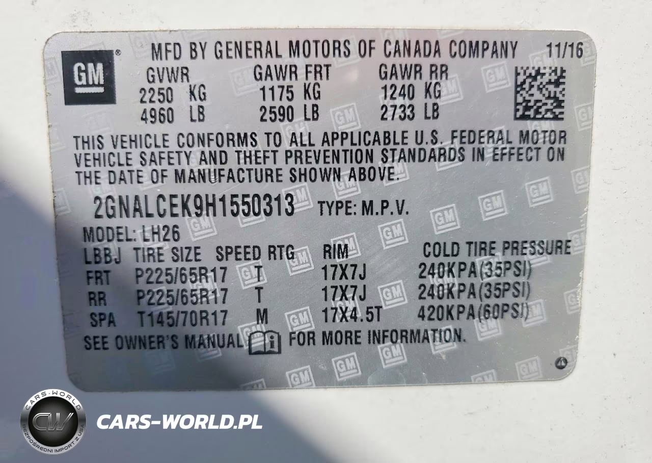 2017 Chevrolet Equinox Lt VIN:2GNALCEK9H1550313 - 13