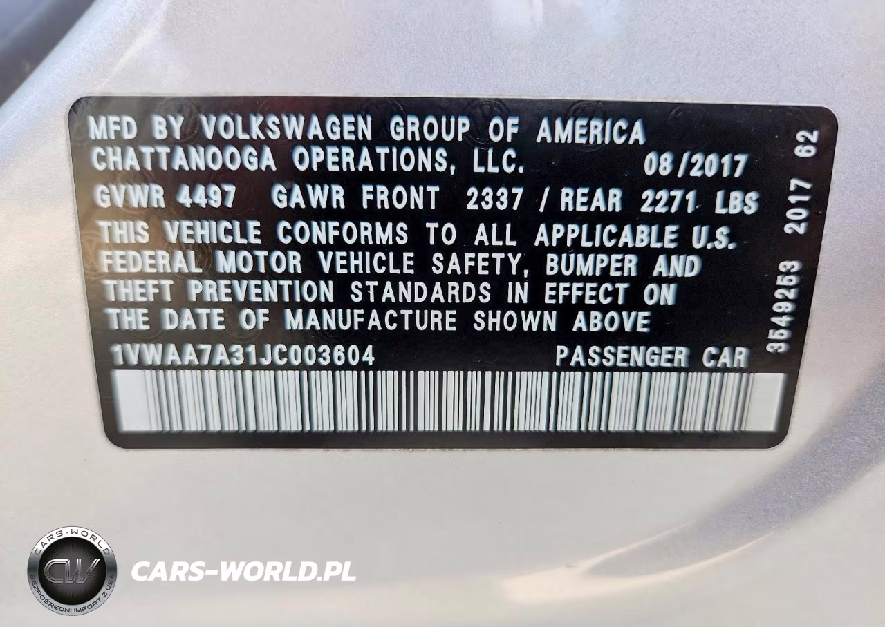 2018 Volkswagen Passat S VIN:1VWAA7A31JC003604 - 13