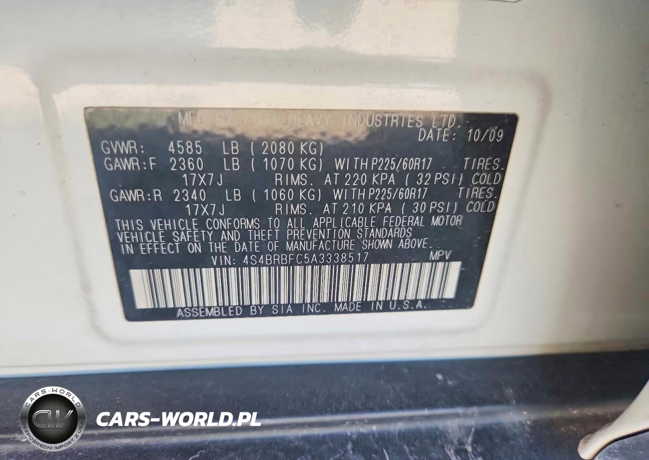 2010 Subaru Outback 2.5I Premium VIN:4S4BRBFC5A3338517 - 12