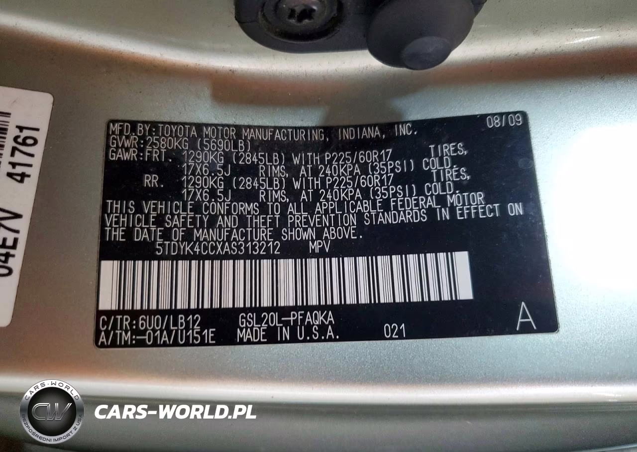 2010 Toyota Sienna Xle VIN:5TDYK4CCXAS313212 - 13