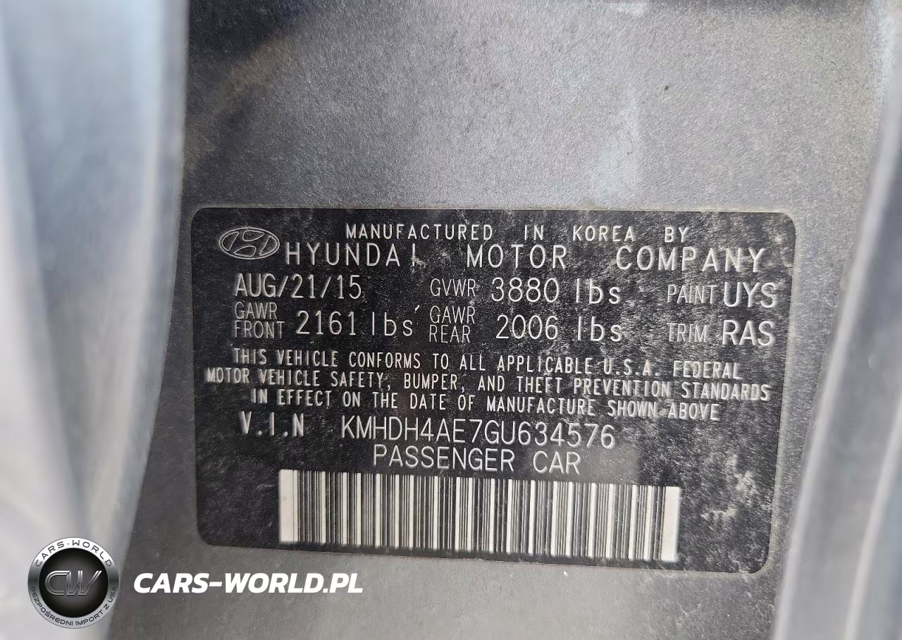 2016 Hyundai Elantra VIN:KMHDH4AE7GU634576 - 12