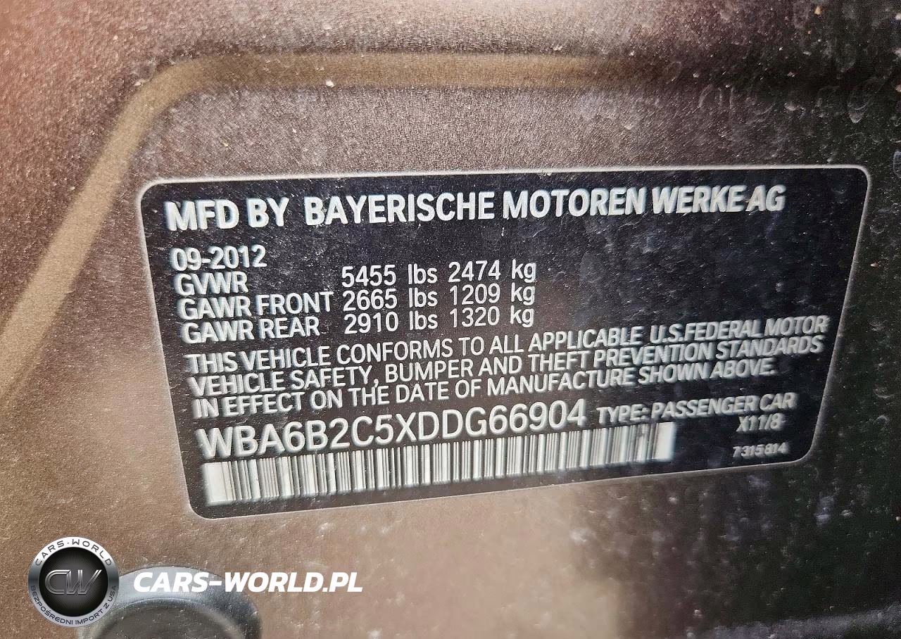 2013 BMW 650 I VIN:WBA6B2C5XDDG66904 - 13