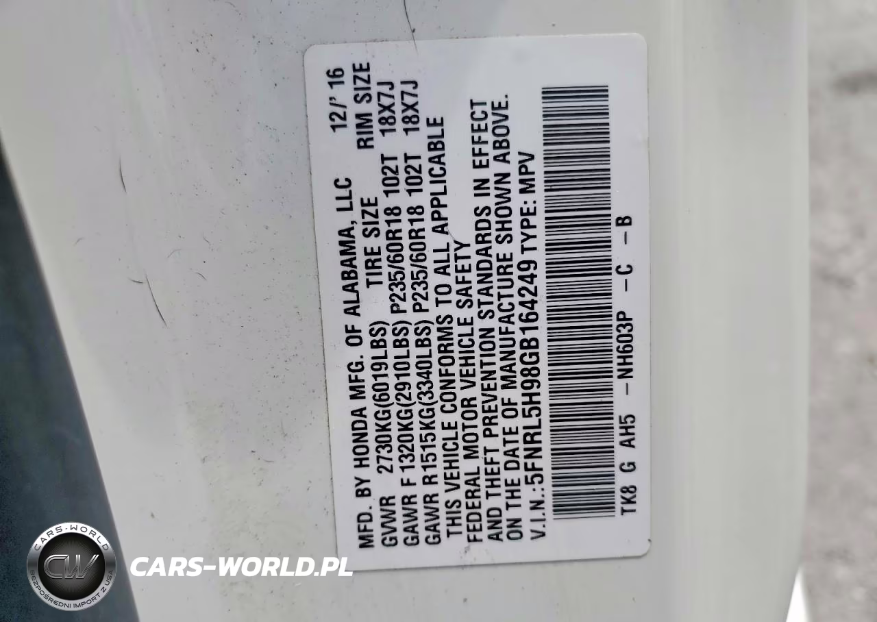 2016 Honda Odyssey Touring VIN:5FNRL5H98GB164249 - 13