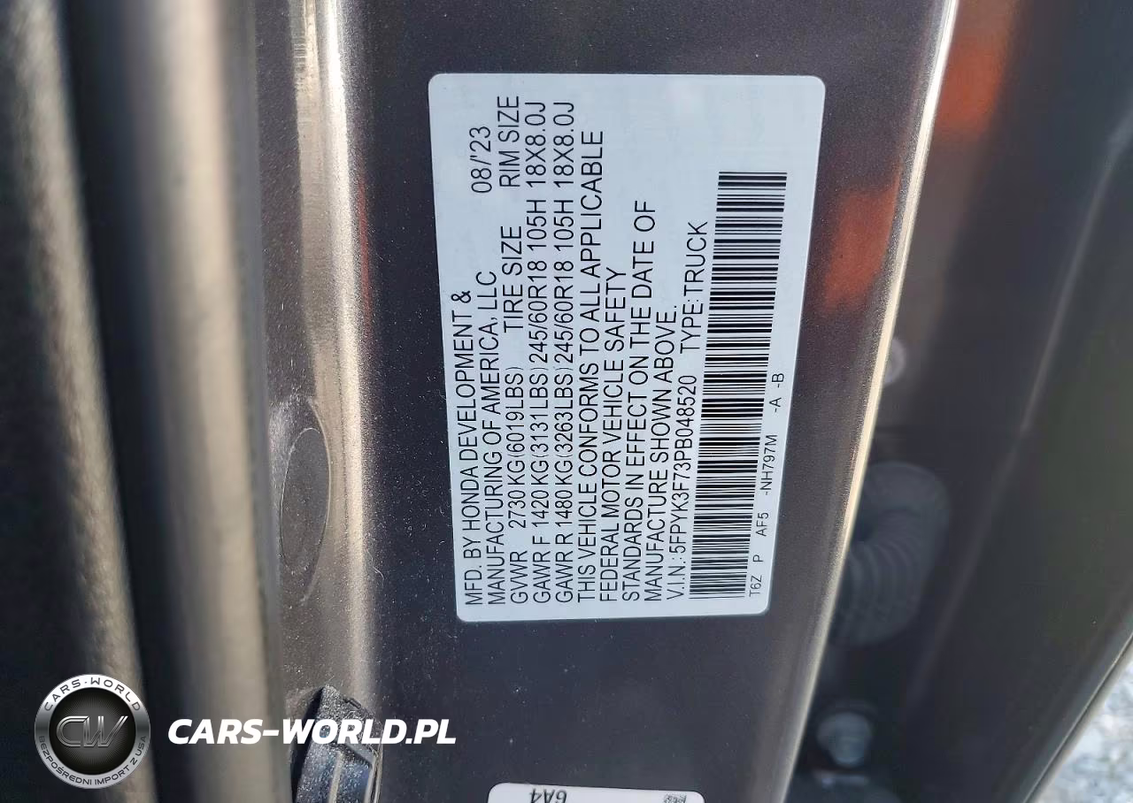2023 Honda Ridgeline Rtl-E VIN:5FPYK3F73PB048520 - 12