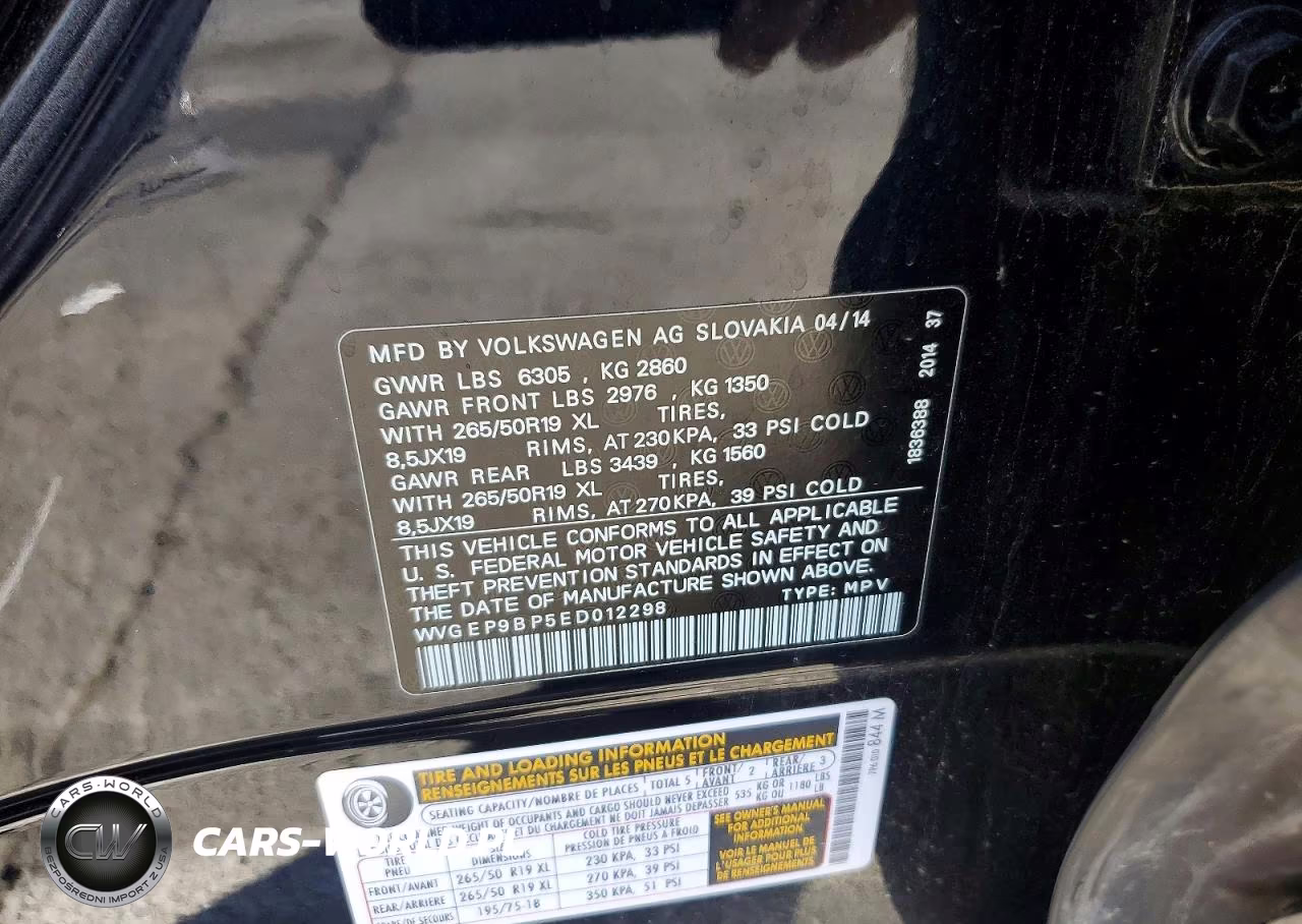 2014 Volkswagen Touareg V6 Tdi VIN:WVGEP9BP5ED012298 - 12